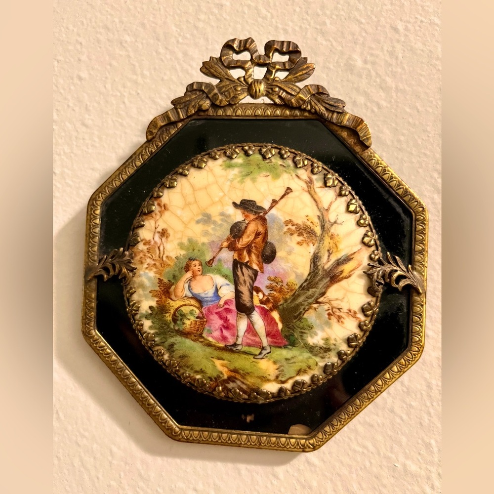 Antique Porcelain Sampson China Wall Art Victorian Couple